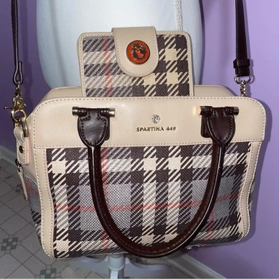 Spartina 449 Wymberly Box Satchel Yacht Club Mini Wallet Plaid Preppy Coastal - Image 1 of 4