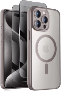 Designed for iPhone 15 Pro Case, Compatible with MagSafe, Natural Titanium - Picture 1 of 6