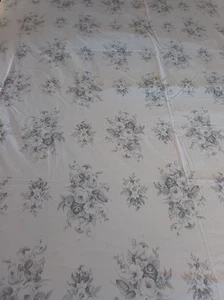 Ralph Lauren King Flat Sheet Gray White Floral Cottage Blue Label Vintage Flower - Picture 1 of 11