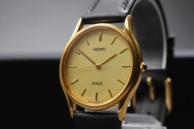 Vintage 2004 N MINT Seiko Dolce 8J41-6100 Gold Round HAQ Quartz Mens Watch JAPAN - Image 1 of 4