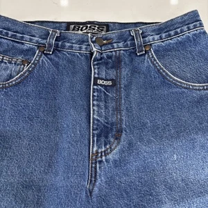 VTG Boss 32x33 Mens Jeans Raver 90s Baggy Y2K Grunge Hip Hop Streetwear - Picture 1 of 12
