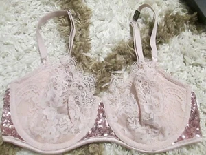 NWT Victoria's Secret Dream Angels Push-up Without Padding Bra 32DD Pink Sequins - Picture 1 of 5