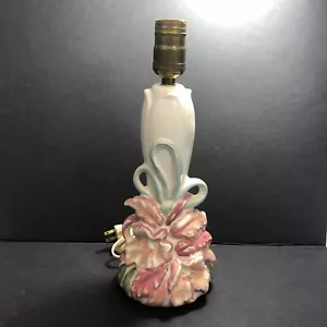 Vintage 50er/60er Tropical Floral Keramik Lampe Strand Küste rosa blau creme Sockel - Bild 1 von 12