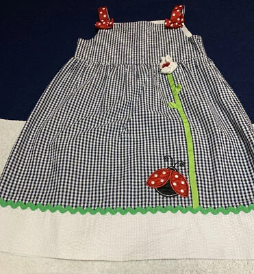 Emily Rose Size 6 Sleeveless Plaid Lady Bug Spring Dress - Image 1 of 4