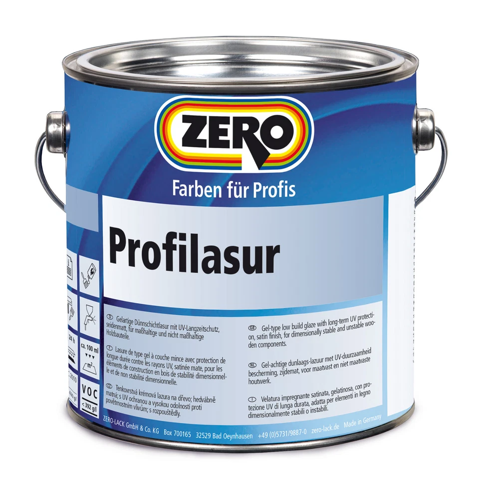 ZERO Profilasur Lasur Holzlasur Seidenmatt versch Farbtöne 2,5L - Bild 1 von 1