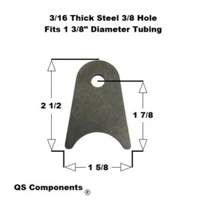 Chassis Rod End Tab 3/8" Hole 3/16" Thick 2 1/2" Tall (Fits 1 3/8" Dia. Tubing) - Bild 1 von 1
