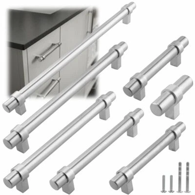 Manijas de gabinete de cocina moderno de níquel cepillado tiradores herrajes de acero inoxidable Foto 1 de 4