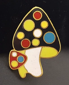 Cloisonné Emaille gepunktet Pilz Pin Vintage Revers Hut klein Made in Korea - Bild 1 von 11