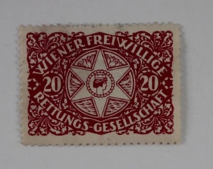 FRANCOBOLLO POSTER ROSSO PER LA SOCIETÀ DI SALVATAGGIO VOLONTARIO VIENNA sigillo di beneficenza - Foto 1 di 2