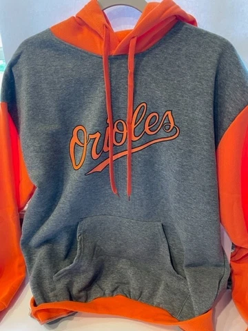 NEW Baltimore Orioles Hooded Gray & Orange Sweatshirt Size Adult XL Cover