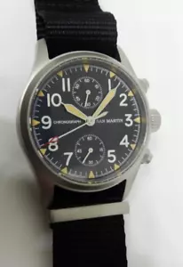 SAN MARTIN SN0120W Black Dial Chronograph Stainless Steel 37mm Military Watch - Picture 1 of 4