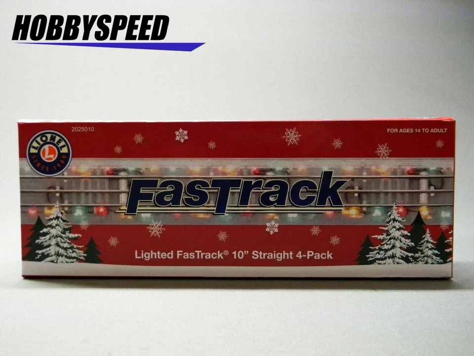 LIONEL ILUMINADO FASTRACK 10" VÍA RECTA PAQUETE DE 4 LUCES CALIBRE O 2025010 NUEVO Foto 1 de 4