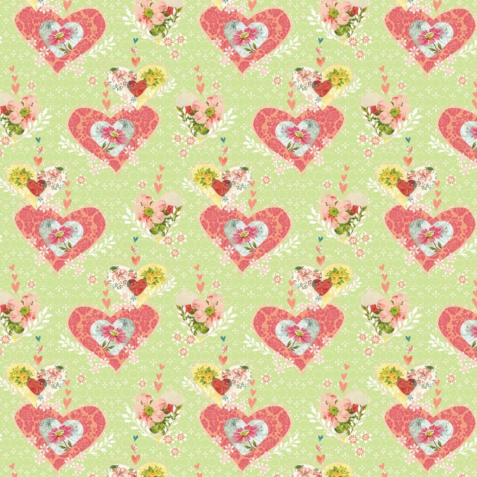 SÉ la LUZ ~ Kelly Rae Roberts para Benartex ~ CORAZONES ~ Verde Claro ~ Por POR Foto 1 de 1