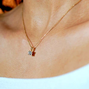 18K Gold Necklace with 0.5 Carat Lab Diamond Pendant | D Color VVS1 IGI Certifie - Picture 1 of 3