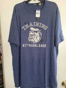 Polo Ralph Lauren Big & Tall Mens XLT Navy Polo Naval Base Graphic T-Shirt New! - Picture 1 of 6