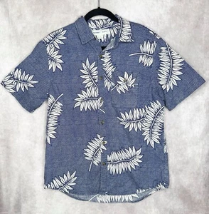 Camicia uomo Old Navy media vestibilità rilassata blu bottoni bianca floreale cotone tropicale - Foto 1 di 7