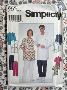 Simplicity Sewing Pattern 8253 Lab Coat Jacket & Pants Size XS-L FF UNCUT - Picture 1 of 2