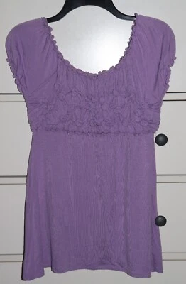 NWT Kenar Lavender Smocked Baby Doll Cap Sleeve Top size M - Image 1 of 4