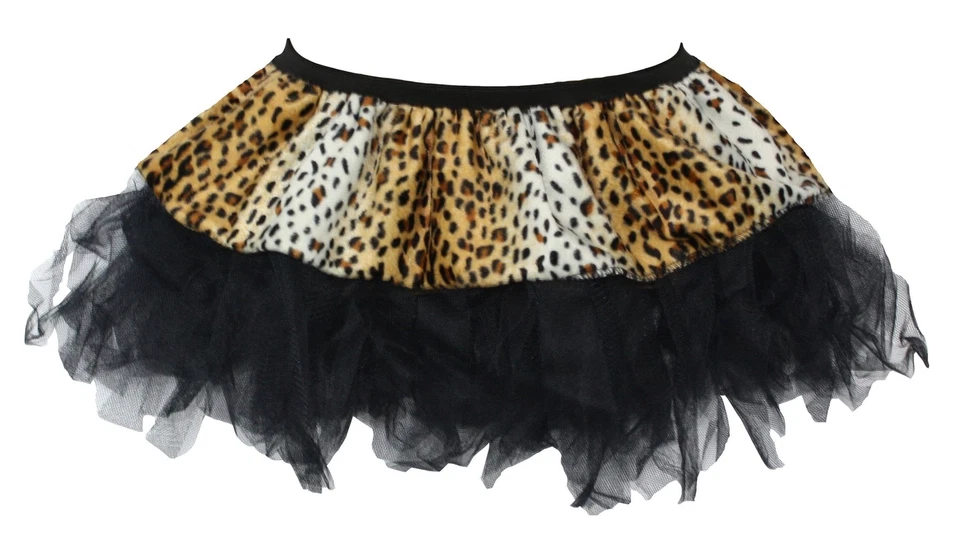 Damas 12" Estampado Leopardo de las Nieves Negro Cyber Tutú Falda Fiesta Animal Elegante Vestido Foto 1 de 1