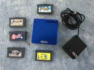 VINTAGE BLUE NINTENDO GAME BOY ADVANCE SP & GAMES - Picture 1 of 5