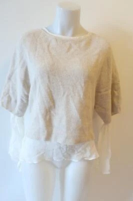 Suéter para mujer Robert Rodriguez beige crema lana cachemir seda capas XS * Foto 1 de 4