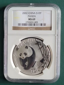 2002 China Coin Panda 1 oz 0.999 Silver coin NGC MS69 - Bild 1 von 2