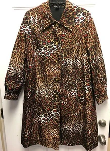 Ellen Tracy Silk Coat, Animal Print, Button Closure, Size 12 - Picture 1 of 9