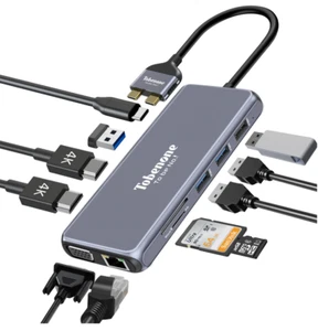 TOBENONE USB C Hub Station Dual Monitor for MacBook Pro/Air 12-in-1 Multiport - Picture 1 of 1