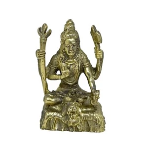 Lord Shiva Hindu Trimurti Zerstörer Gott Amulett Mini Messing Statue Idol #2 - Bild 1 von 6