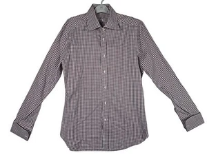 Kiton Camicia Uomo Gingham Check Manica Lunga Bottoni Taglia 17/43 Bianco Rosso Blu - Foto 1 di 9