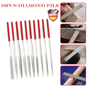 10x Diamant Feilen Satz Schlüsselfeile Nadelfeile Raspel Diamantfeile Metall - Picture 1 of 12