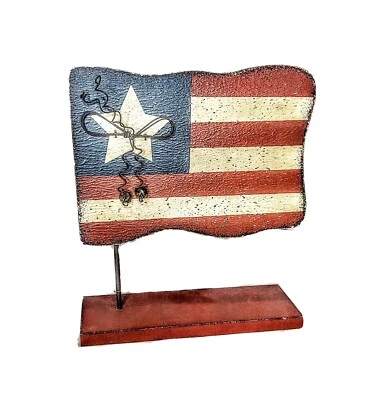 Флаг знак Americana патриотический 4 июля домашнего декора деревянный примитивный стол Sitter - Изображение 1 из 4