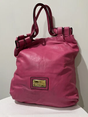 VALENTINO ROSE BLUSH LEATHER BIG FLOWER PETALE DOME TOP HANDLES BAG Fuchsia - Image 1 of 4