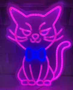 Hello Kit Leuchtreklame für Wanddeko, Anime Katze Kosmetikspiegel mit dimmbarem Licht - Bild 1 von 4