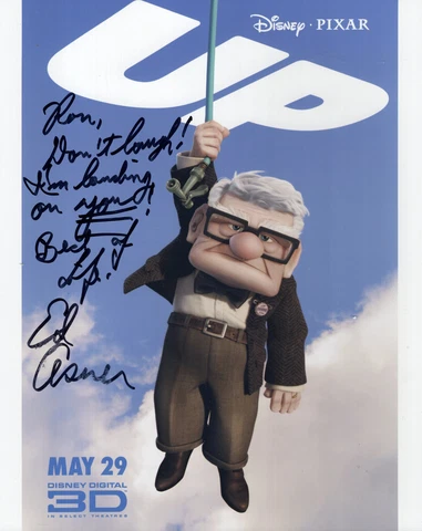 ED ASNER HAND SIGNED 8x10 COLOR PHOTO+COA     GREAT POSE FROM "UP"    TO RON Cover