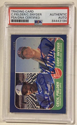 Tarjeta de béisbol Fleer Cecil Fielder 1986 firmada por Cory Snider PSA/DNA con certificación automática Foto 1 de 4