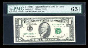 DBR 1995 $10 FRN St. Louis STAR Gem Fr. 2032-H* PMG 65 EPQ Serial H04498783* - Picture 1 of 2