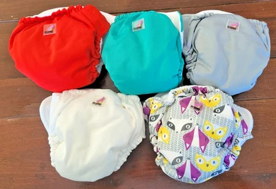 Lil Joey by Kanga Care Newborn All in One Cloth Diapers 4 to 12 lbs 5 pc lot - Image 1 of 4