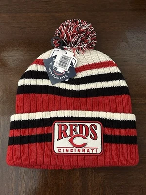 Cincinnati Reds Beanie Fan Favorite MLB Baseball One Size Knit Hat Cap Pom - Image 1 of 4