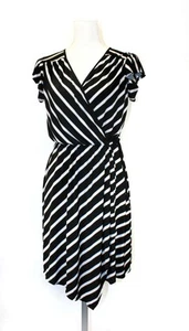 Maurices Faux Wrap Multicolor Striped Side Tie Dress Cap Flutter Sleeve Womans S - Picture 1 of 9