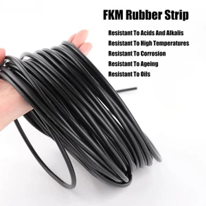 1m FKM Black Solid Rubber Cord 2-15mm Diameter - Fluoroelastomer High Temp Seal - Picture 1 of 5