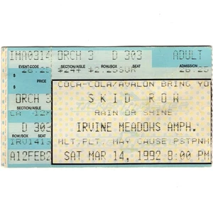 SKID ROW & PANTERA Concert Ticket Stub IRVINE CA 3/14/92 SLAVE TO THE GRIND Rare - Picture 1 of 2