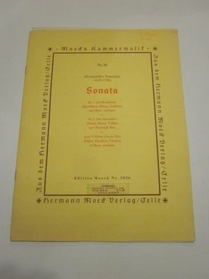 ALESSANDRO SCARLATTI SONATA NR.36 GRABADORA OBOE Violín CELONCHELO Y FLAUTA Partituras Foto 1 de 4