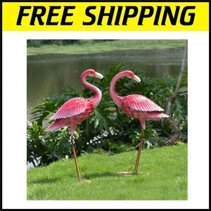 Lifelike Pink Flamingo Statues for Garden - Weather-Resistant Outdoor Art - Picture 1 of 9