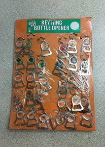 30 Novelty 1980's Bottle Opener Keychains on Harley Davidson Vintage Display NOS - Picture 1 of 12