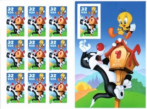 Scott#: 3204 Sylvester & Tweety Bird Pane of 10x32¢ 1998 Stamps - Lot 8 - Picture 1 of 2