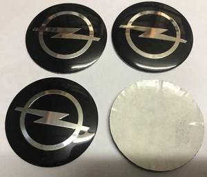 4x Opel Wheel Centre Cap Sticker Brand New 56mm Hub Stickers Black / Silver - Picture 1 of 3