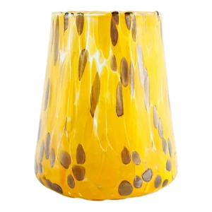 Murano Glass Drinking Art Tumbler Yellow Bronze Handmade Venice Italy Millefiori - Picture 1 of 6