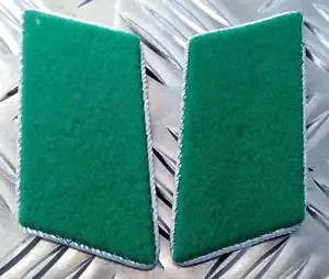 Gorgets Collar / Shoulder Dress Uniform Tabs Green With Silver Braided Border L - Picture 1 of 3
