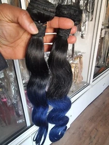 12A PERUVIAN 2TONES OMBRE ROOT 1b#/BLUE 22INCH 1BUNDLE 100g BODY WAVE OFFER SALE - Picture 1 of 4